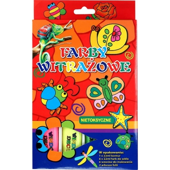 Farby farbki witrażowe 22 ml 6 kol + 1 + WZORY