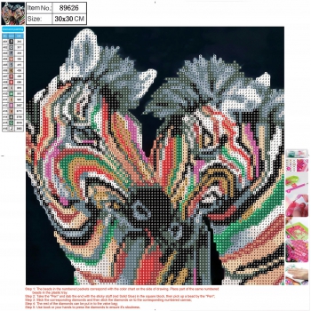 ZESTAW Mozaika diamentowa haft diamentowy ZEBRA 30