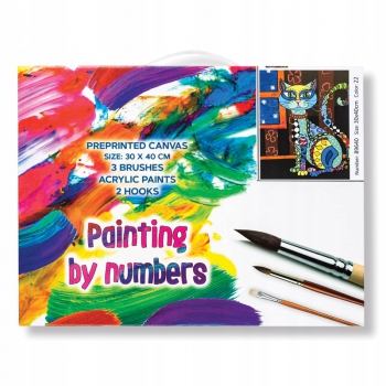 Obraz do MALOWANIE PO NUMERACH KOT 30X40 zestaw