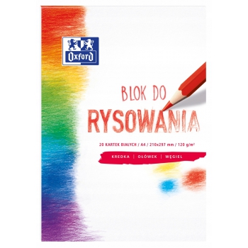 OXFORD Blok rysunkowy A4 20k 120 g białe kartki