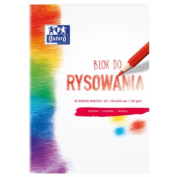 Blok rysunkowy A3 20k 120 g białe kartki OXFORD
