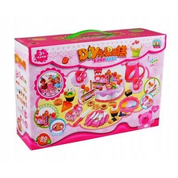 Zestaw TORT URODZINOWY zabawkowy kuchnia 80 el