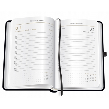 Kalendarz terminarz książkowy A5 2024 DZIENNY BLAC