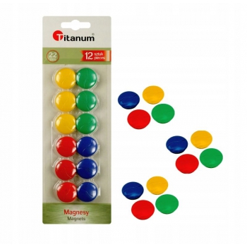Magnesy do tablic na lodówkę okrągłe 22 mm 12 szt