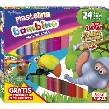 Plastelina BAMBINO szkolna 24 KOL + MATA GRATIS