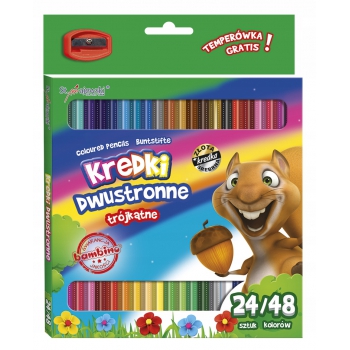 Kredki BAMBINO DWUSTRONNE, TRÓJKĄTNE 24 SZT 48 KOL