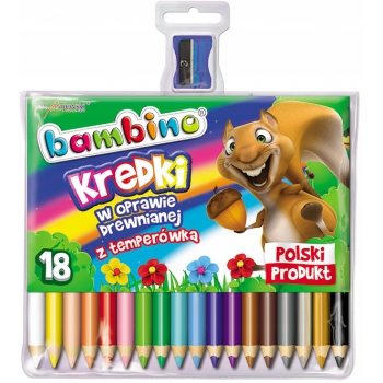 BAMBINO Kredki jumbo w drewnie GRUBE 18 kol + temp