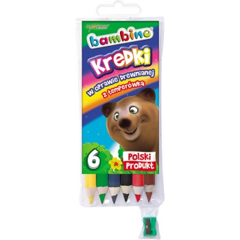 BAMBINO Kredki jumbo w drewnie GRUBE 6 kol + temp.