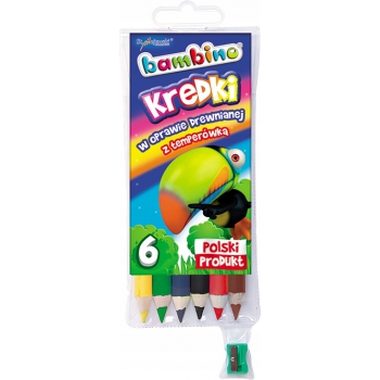 BAMBINO Kredki jumbo w drewnie GRUBE 6 kol + temp.