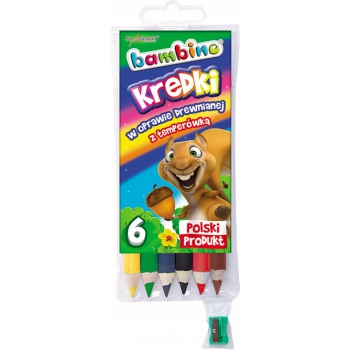 BAMBINO Kredki jumbo w drewnie GRUBE 6 kol + temp.