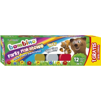 Farby BAMBINO plakatowe szkolne 12 kol 20ml farbki
