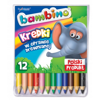 BAMBINO Kredki jumbo w drewnie GRUBE 12 kolorów