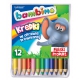 BAMBINO Kredki jumbo w drewnie GRUBE 12 kolorów