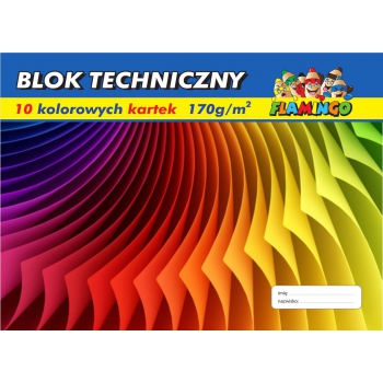 Blok techniczny A4 kolorowe kartki 10 kartek
