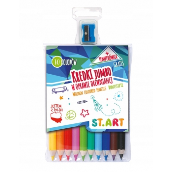 Kredki jumbo w drewnie GRUBE 10 kol St. Majewski