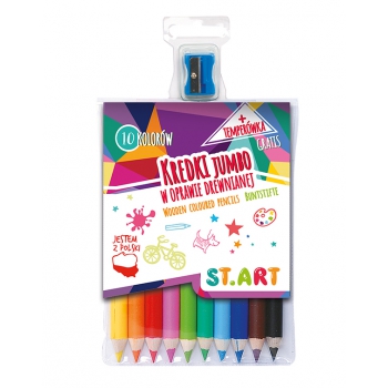 Kredki jumbo w drewnie GRUBE 10 kol St. Majewski