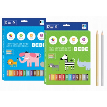 Kredki długie JUMBO w drewnie GRUBE 12 kol